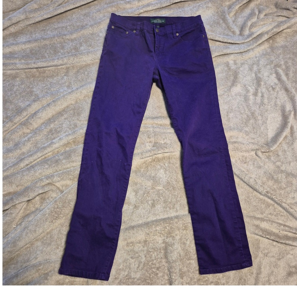 Lauren Ralph Lauren Modern Straight Leg Pants Purple Stretch Cotton Womens 8